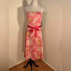 NWT Clues Collections Pretty Paisley Strapless Dress Size 12